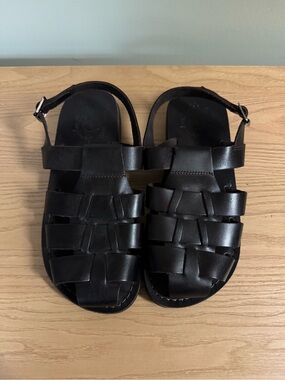 Jerusalem Sandals “David” Fisherman Style Closed Toe Sandals Dark Brown Size 41